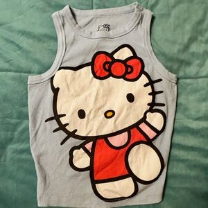 Hello Kitty Women’s Cropped Tank Top - Sky Blue and Red